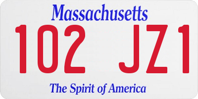 MA license plate 102JZ1