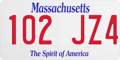 MA license plate 102JZ4