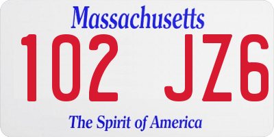 MA license plate 102JZ6