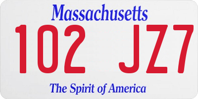 MA license plate 102JZ7
