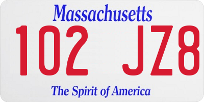 MA license plate 102JZ8