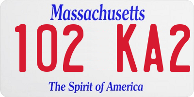 MA license plate 102KA2