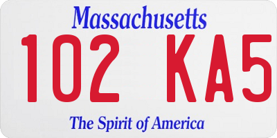 MA license plate 102KA5