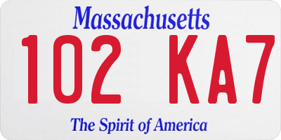 MA license plate 102KA7