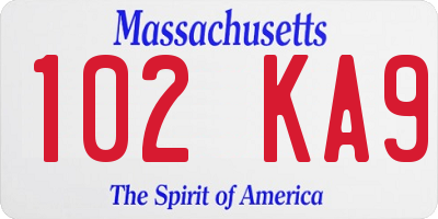 MA license plate 102KA9