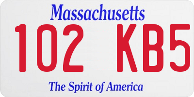 MA license plate 102KB5