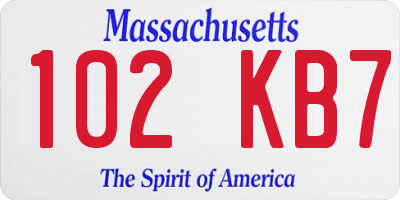 MA license plate 102KB7