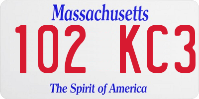 MA license plate 102KC3