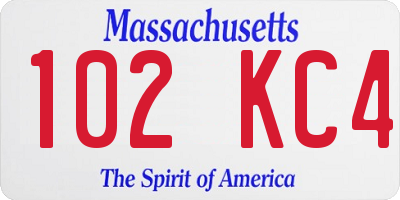 MA license plate 102KC4