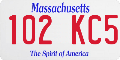 MA license plate 102KC5