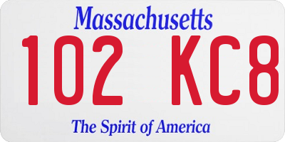 MA license plate 102KC8