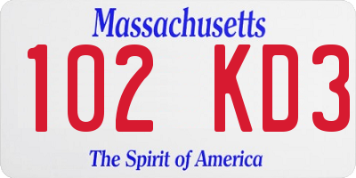 MA license plate 102KD3