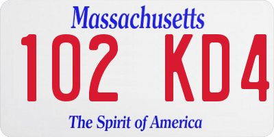 MA license plate 102KD4