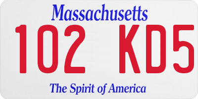 MA license plate 102KD5