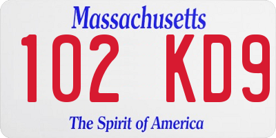 MA license plate 102KD9