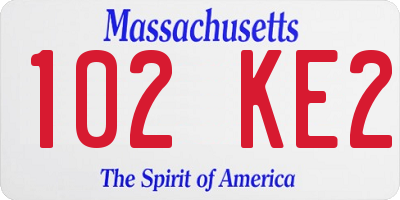 MA license plate 102KE2