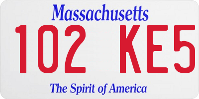 MA license plate 102KE5