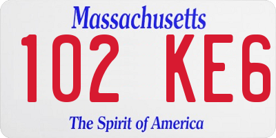 MA license plate 102KE6