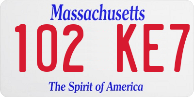 MA license plate 102KE7