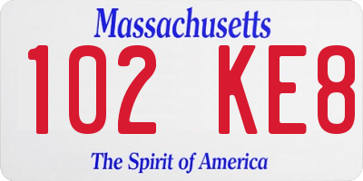 MA license plate 102KE8