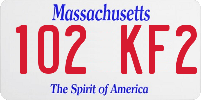 MA license plate 102KF2