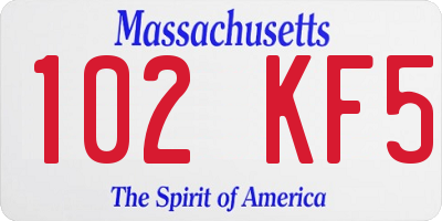 MA license plate 102KF5