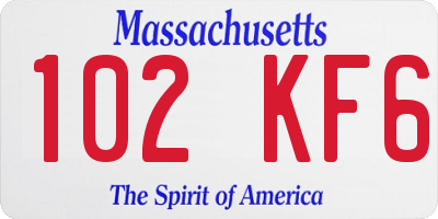 MA license plate 102KF6