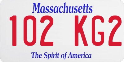 MA license plate 102KG2