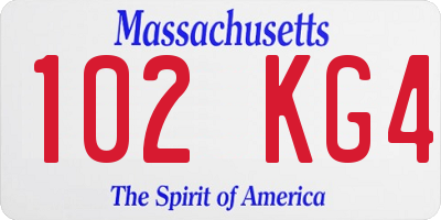 MA license plate 102KG4