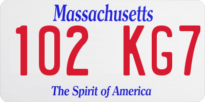 MA license plate 102KG7