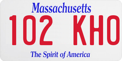 MA license plate 102KH0