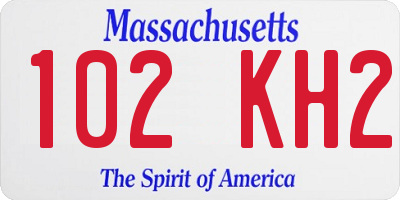 MA license plate 102KH2