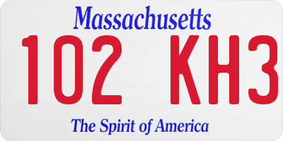 MA license plate 102KH3