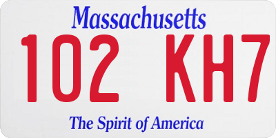 MA license plate 102KH7