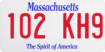 MA license plate 102KH9