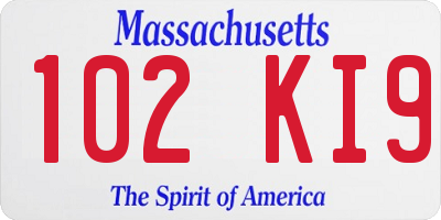 MA license plate 102KI9