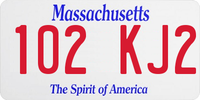 MA license plate 102KJ2