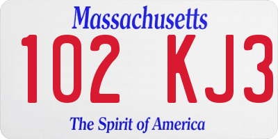 MA license plate 102KJ3