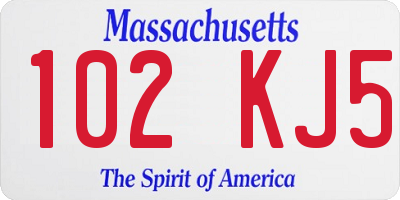 MA license plate 102KJ5