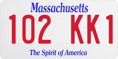 MA license plate 102KK1