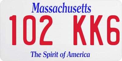 MA license plate 102KK6