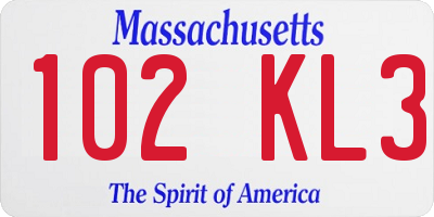 MA license plate 102KL3