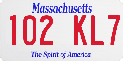 MA license plate 102KL7