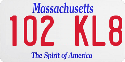 MA license plate 102KL8