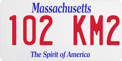 MA license plate 102KM2