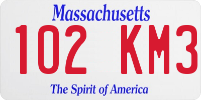 MA license plate 102KM3