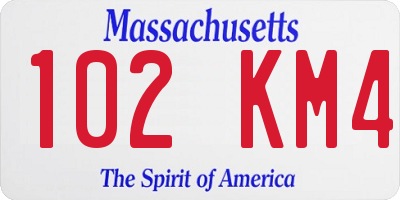 MA license plate 102KM4