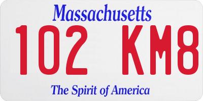 MA license plate 102KM8