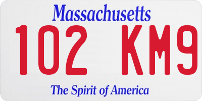 MA license plate 102KM9