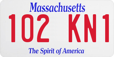 MA license plate 102KN1
